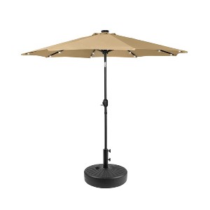 WestinTrends 9 Ft Outdoor Patio Solar LED Market Umbrella with Black Round Base - 1 of 3