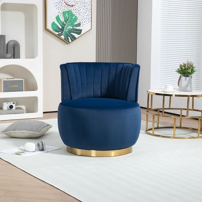 Swivel Barrel Sofa Chairs,360 Degree Swivel Armchair Cuddle Chairs With Wide Upholstered,Fluffy Velvet Fabric Chair-Chaddlewood