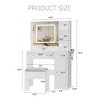 Vanity Desk and Stool with Mirror and Lights，Makeup Vanity with Charging Station, Drawers, Storage Shelves for Bedroom, White - 3 of 4