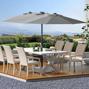 13ft Double-Sided Patio Umbrella, UV99% Protection, Fade-Resistant Outdoor Market Umbrella with Crank Handle, Alloy Steel Frame (No Base Included) - 1 of 4