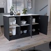 NicBex 2 Open Shelves Kitchen Island Cart with 2 Cabinets,Kitchen Island with Storage,Modern Kitchen Table,Island Table for Kitchen,Black+Ivory - 2 of 4