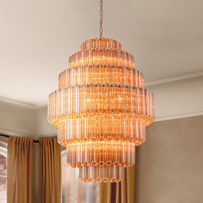 Rennnsan Brelune 32"W Tiered Drum Country LED Dimmable Chandelier in Gold