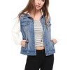 INSPIRE CHIC Women's Regular Fit Layered Drawstring Hood Denim Jacket with Pockets - 2 of 4