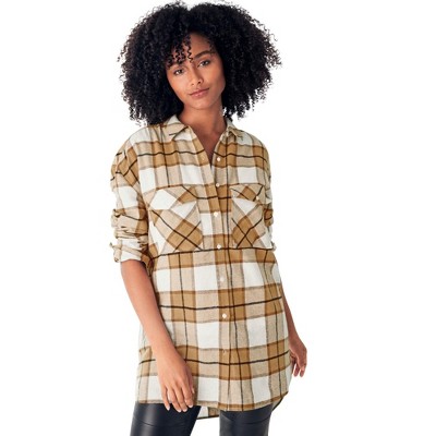 Plaid button-front shirt