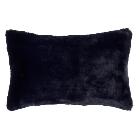 Saro Lifestyle Ultra Soft Faux Fur Decorative Pillow Cover, Blue, 12 ...