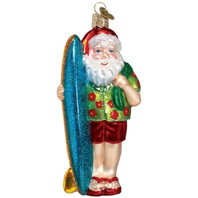 Old World Christmas Blown Glass Ornament for Christmas Tree, Surfer Santa