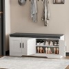 Comfort & Storage Combined: 2-Tier Entryway Bench with Plush Cushion - Features Open Shelf for Easy Shoe Organization - 3 of 4