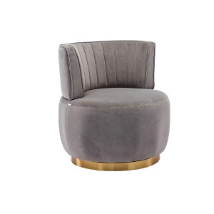 Lyngins Swivel Accent Chairs with Armrest,Upholstered Swivel Reading Chairs with Curved Backrest,Velvet Barrel Chairs for Bedroom,Living Room - 1 of 4