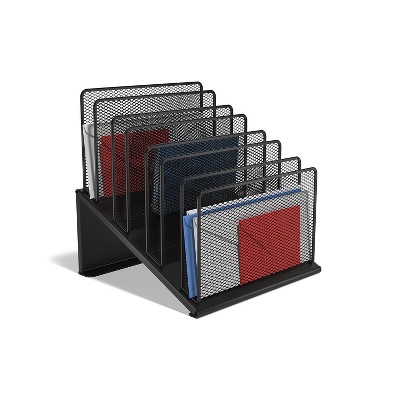 Matte Black Metal Mesh 7-Compartment File Organizer