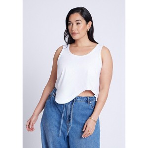 ELOQUII Women's Plus Size Asym Hem Tank - 1 of 4