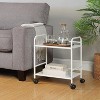 2-Tier Metal Rolling Utility Cart – Mobile Storage Shelf with Caster Wheels – Small Space Organizer - 2 of 4