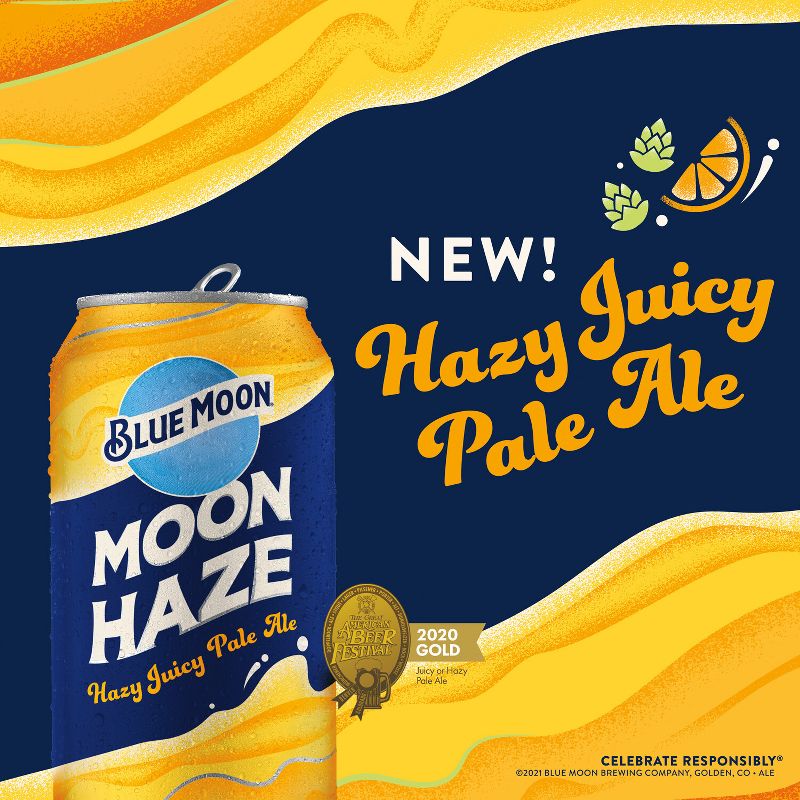Blue Moon Haze IPA Beer - 12/12 fl oz Cans, 4 of 10