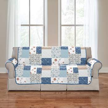 BrylaneHome Printed Patchwork Recliner Cover - Blue Multi