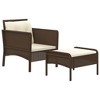 vidaXL Patio Lounge Set with Cushions, Brown Poly Rattan and Powder-Coated Steel, Includes 1 Chair and 1 Stool, Outdoor Garden Furniture - 3 of 4