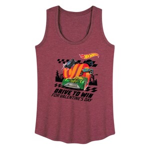 Women's - Hot Wheels - Valentine's Drive to Win Graphic Racerback Tank - 1 of 4