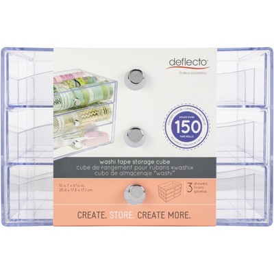 Deflecto Washi Tape Storage Cube-Clear, 10"Wx7"Hx6.8"D