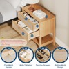 Rattan nightstand, modern style bedside table with 2 drawers, with open storage shelf, suitable for bedroom living room, cherry wood, 2 sets - 4 of 4