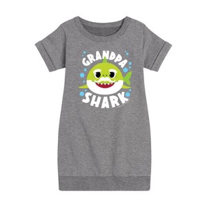 Girls' - Baby Shark - Grandpa Shark Graphic Short Sleeve Fleece Dress - 1 of 4