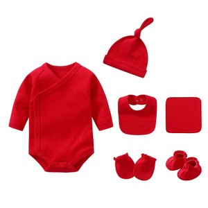 MyKids-USA Newborn Solid Color Cotton Bodysuit Thin Style Sets - 1 of 4