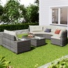 Osparple 8-pieces Outdoor Sofa, Wicker Round Sofa Set, Half-Moon Patio Sofa Sets, Curved Sofa Set with Coffee Table, PE Rattan Water-resistant - 4 of 4