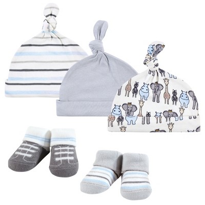 Hudson Baby Infant Boy Cap and Socks Set, Royal Safari, 0-9 Months