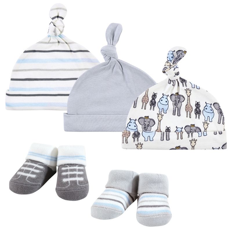 Hudson Baby Infant Boy Cap and Socks Set, Royal Safari, 0-9 Months, 1 of 7