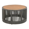 Round Outdoor Rope Coffee Table, Modern Patio Table with Acacia Wood Top for Balcony, Deck or Small Spaces-The Pop Home - 3 of 4