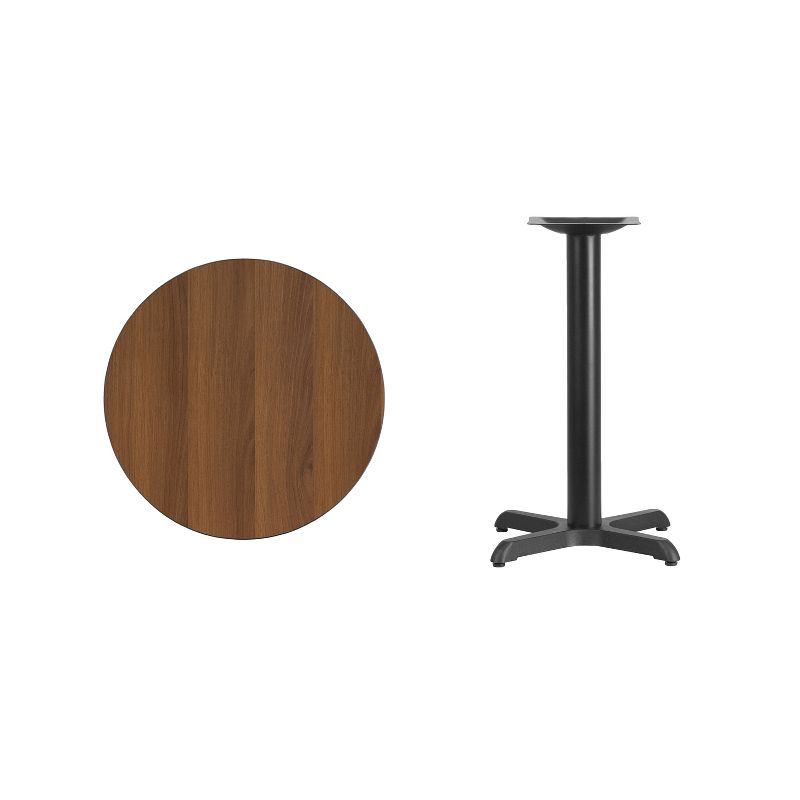 Flash Furniture 24'' Round Walnut Laminate Table Top with 22'' x 22'' Table Height Base, 2 of 3
