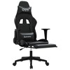 vidaXL Massage Gaming Chair with Footrest, Black, Faux Leather - 3 of 4