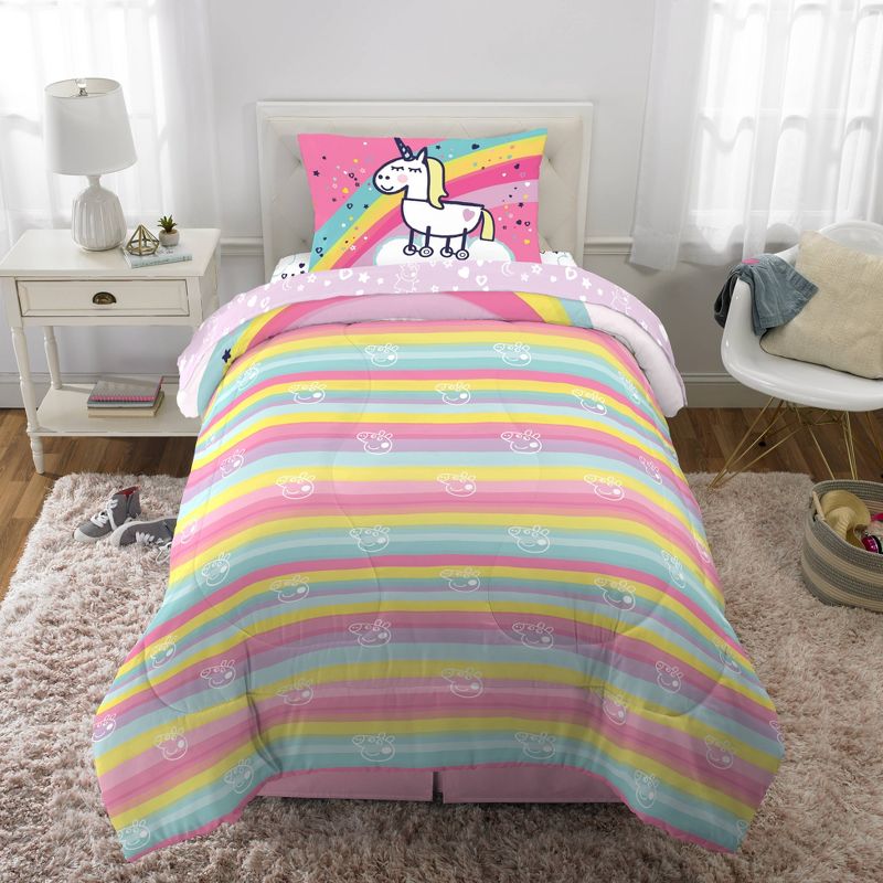 Twin Peppa Pig Rainbow Dreamer Reversible Kids&#39; Bedding Bundle, 2 of 13