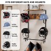 Wooden Motorcycle Helmet Holder ¨C Wall-Mounted Rustic Shelf with 4 Hat Stands, 4 Hooks & 4 Glove Clips for Gear Storage - 3 of 4