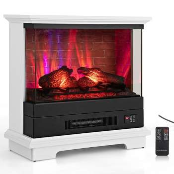 Costway 27'' Electric Fireplace Heater Freestanding 1400W Remote Control Timing Function Brown/Black/White