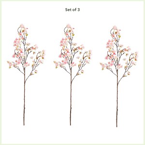 Nearly Natural 41-in Artificial Cherry Blossom Flower Stems, Set of 3, Pink - 1 of 3