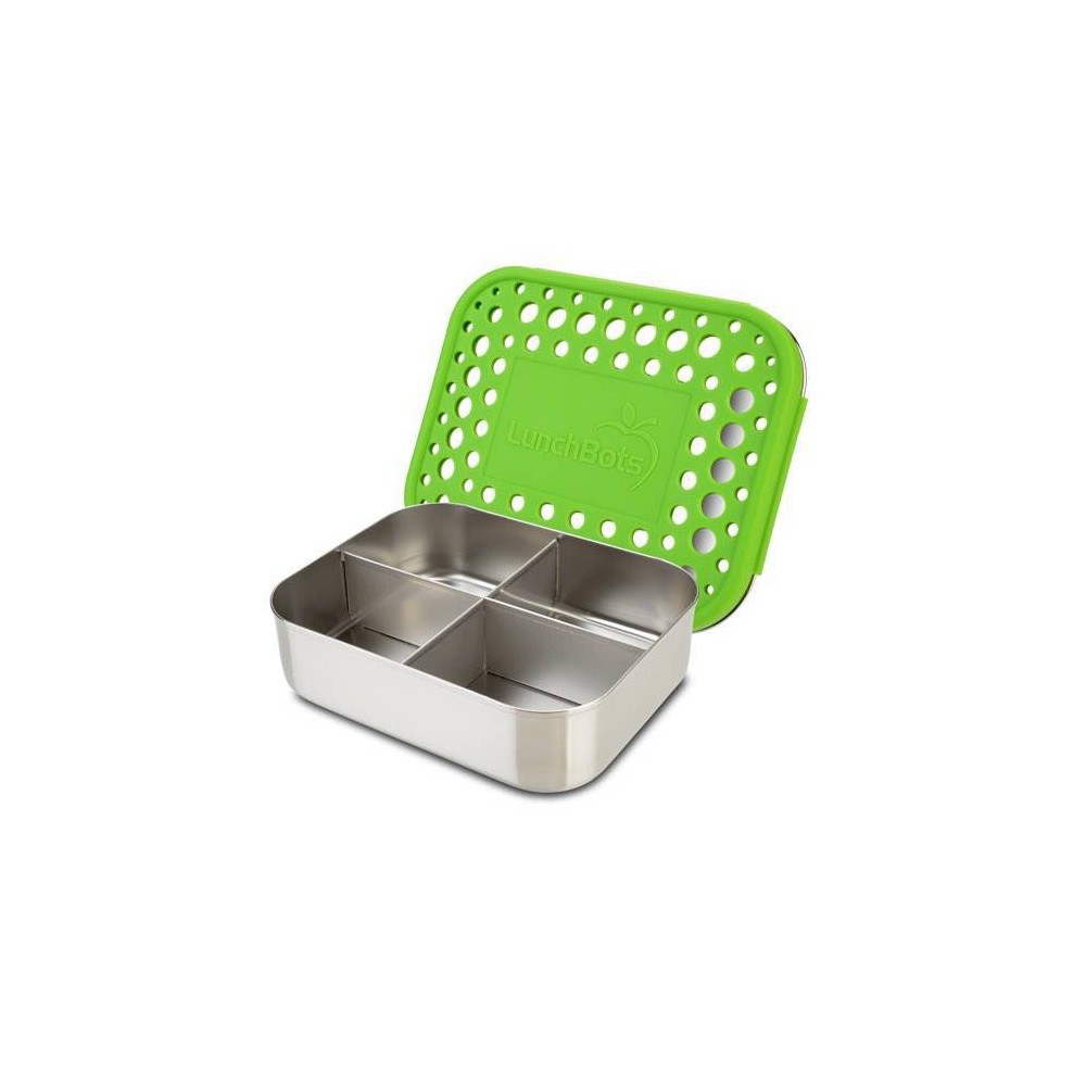 LunchBots Medium Quad Food Storage Container - Green