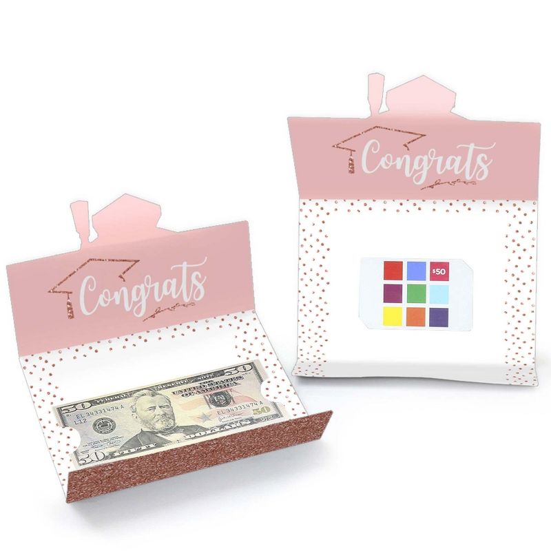 Big Dot of Happiness Rose Gold Grad - Graduation Party Money and Gift Card Holders - Set of 8, 2 of 6