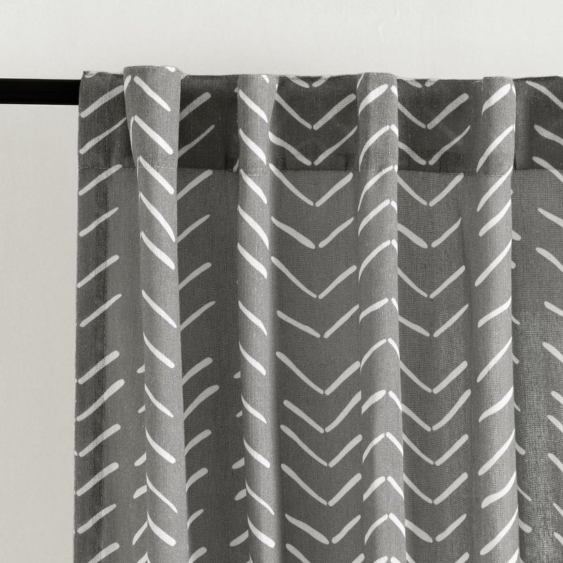 Hygge Modern Arrow Linen Look Window Curtain Panels Dark Gray 40X84 Set, 2 of 7