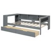 TIRAMISUBEST Wood Twin/Full Size Daybed with Storage Shelves, 2 Drawers and Charging Station, Modern Day Bedframe Sofa Bed with Upholstered Headboard - 4 of 4