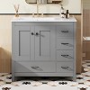 Whisen 36" Bathroom Storage Cabinet Bathroom Vanity with Ceramic Sink, 2 Soft Close Doors and 5 Drawers - 2 of 4