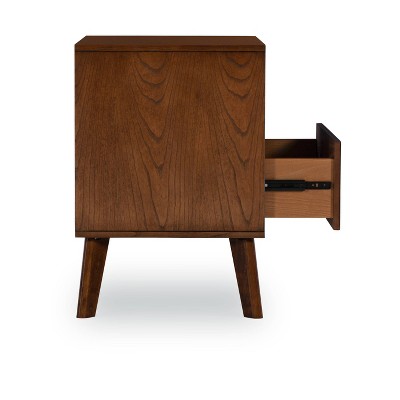 Reid Walnut Ash Veneer Mid-Century Modern 1-Drawer Nightstand