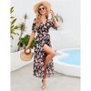YesFashion Women's Summmer Dress Casual Boho Short Sleeve Long Dress Wrap V Neck Tunic Midi Sundress with Belt - 3 of 4