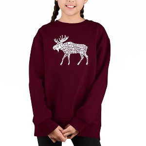 LA Pop Art Moose - Girl's Word Art Crewneck Sweatshirt - 1 of 3