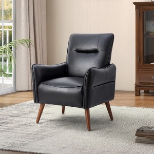 Alzira Vegan Leather Armchair with Tufted Back | KARAT HOME - 1 of 4