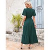 Women's Summer Wrap V Neck Flutter Short Sleeve Maxi Dress Casual Smocked Waist Flowy Tiered ALine Pleated Long Dress - 4 of 4