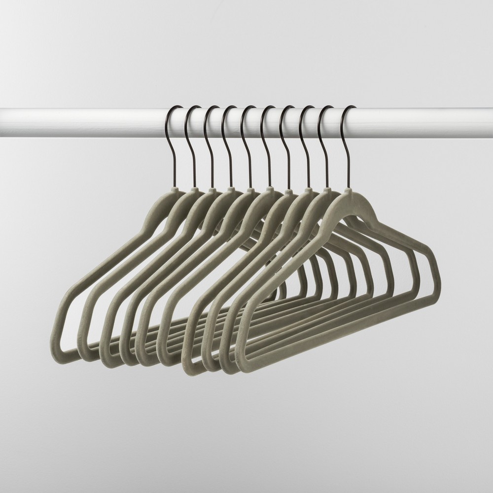 ( Case Pack Of 6)10pk Flocked Hangers Gray - Brightroom™: Velvet Clothes Hangers for Sweaters, Dresses, Shirts, Suits