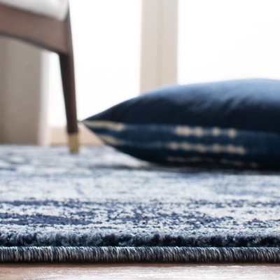 Charleston Navy Blue 79" Square Synthetic Traditional Area Rug