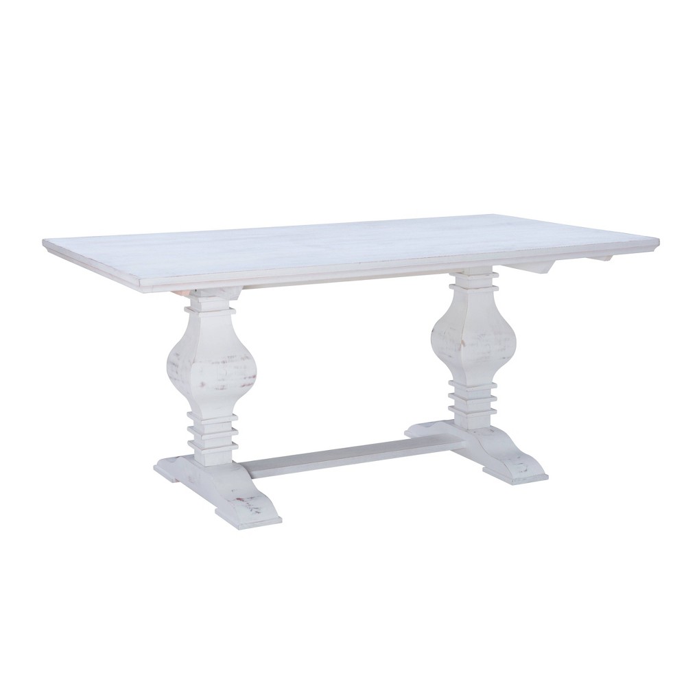 Photos - Garden & Outdoor Decoration Doherty Traditional Dining Table White - Powell: Solid Pine, Trestle Base, Farmhouse Style