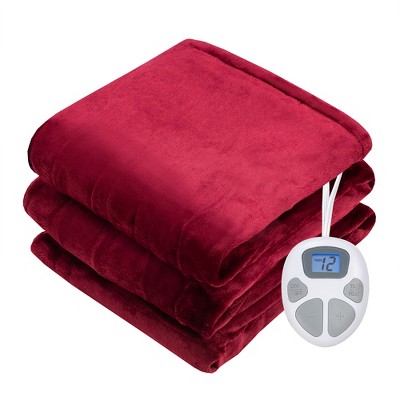 Costway 62'' x 84'' Flannel Heated Blanket Electric Throw w/10 Heating Levels