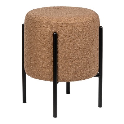 JONATHAN Y Silvia Modern Minimalist Round Backless Metal/Vegan Leather Cushioned Vanity Stool