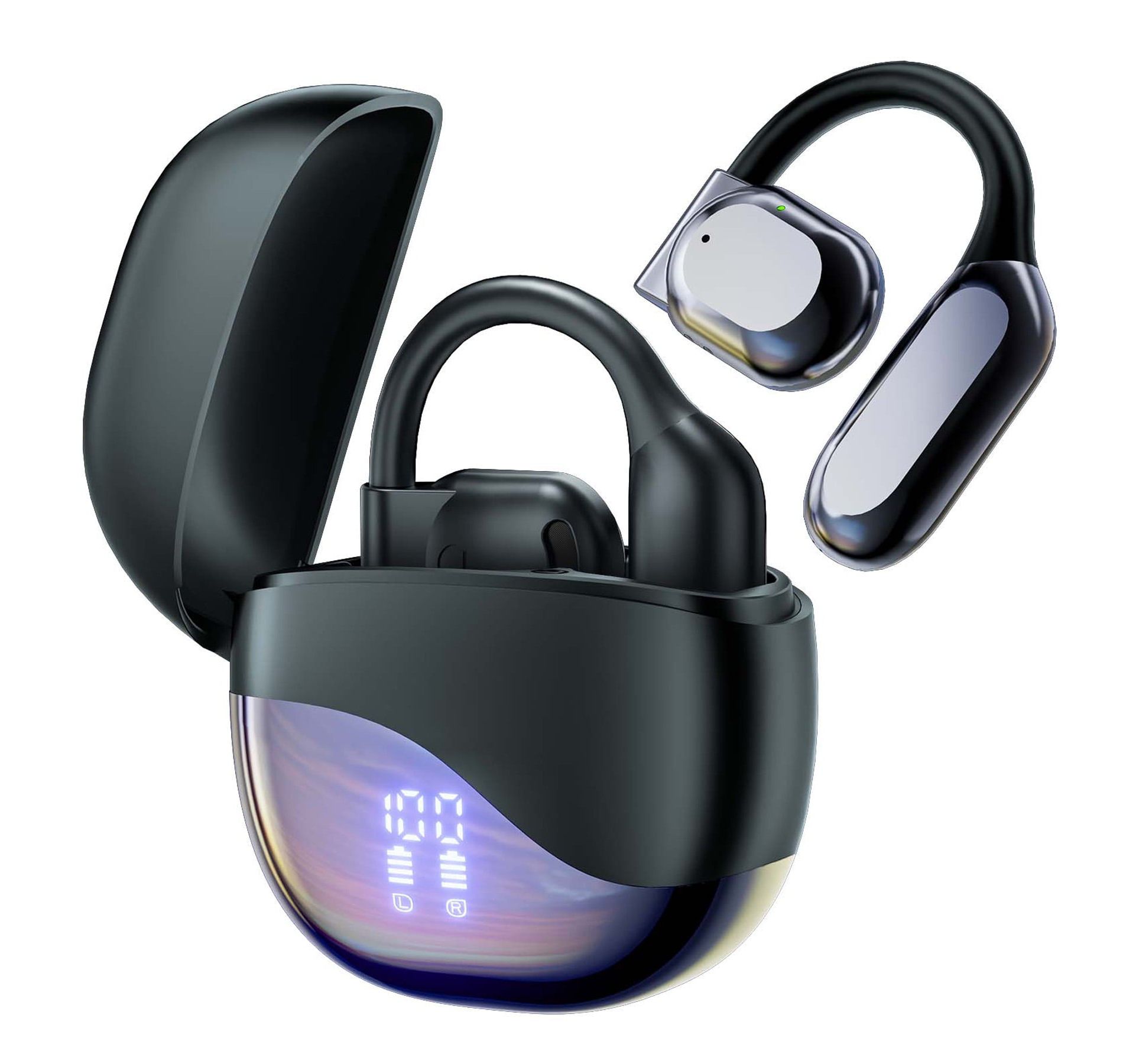 VEATOOL Wireless Earbuds Open Ear Headphone Sport, Bluetooth 5.4 Earbud, 50Hrs Earphone with Earhook, Noise Cancelling Mic