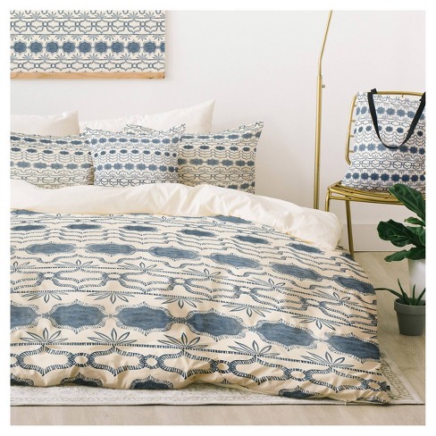 Blue Dash And Ash Tuni Luna Duvet Cover Set Queen Deny Designs